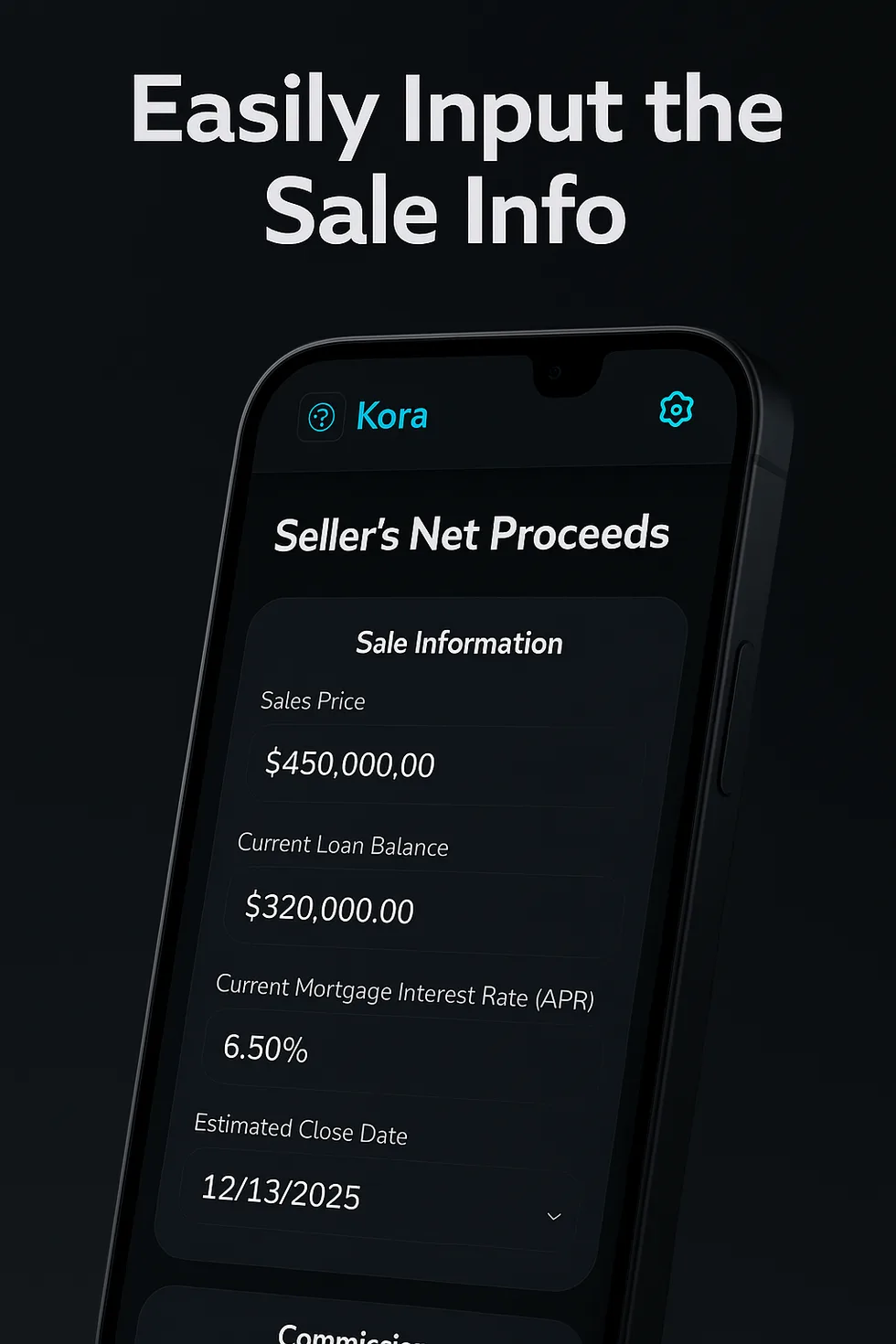 Kora branded seller net export preview with demo agent details