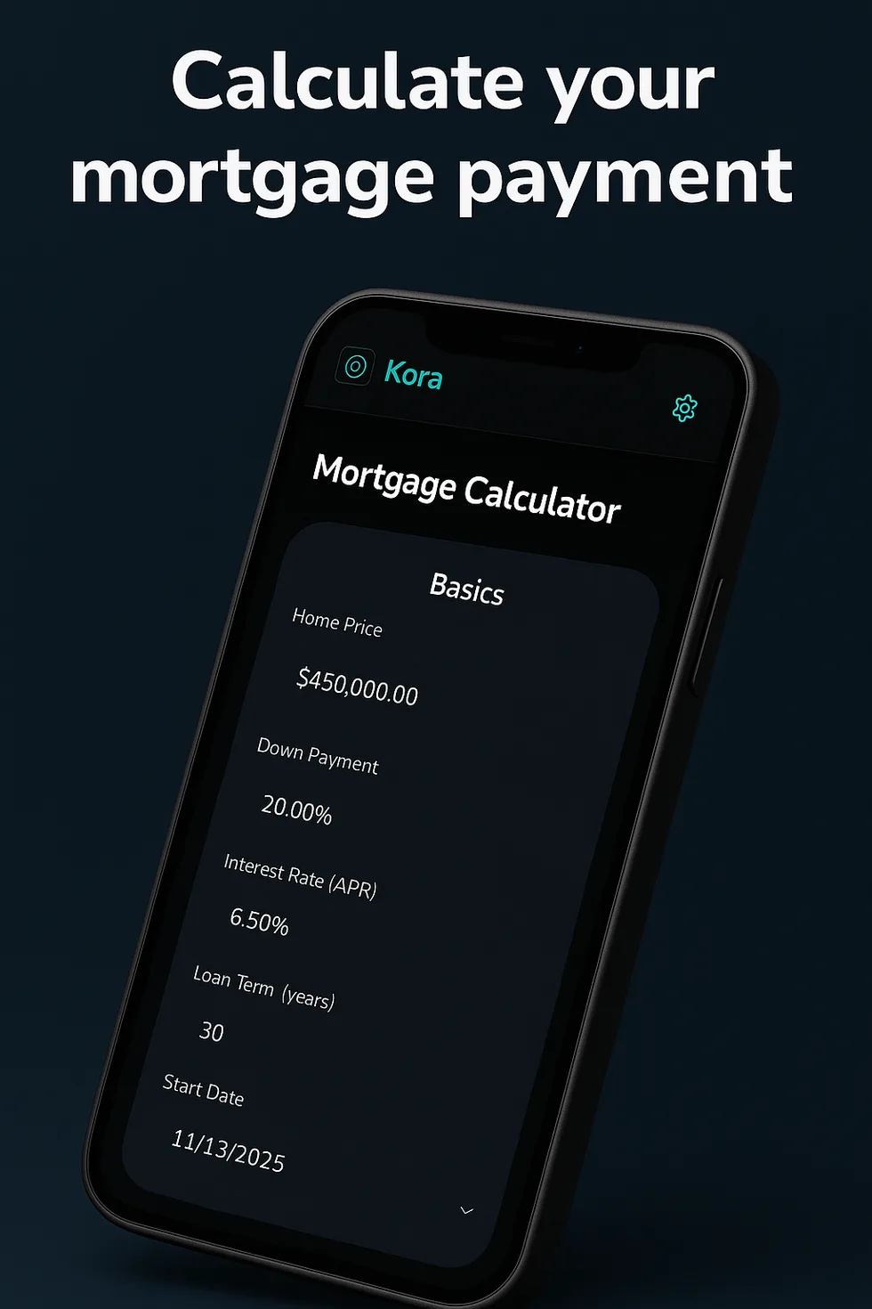 Kora refinance calculator screen