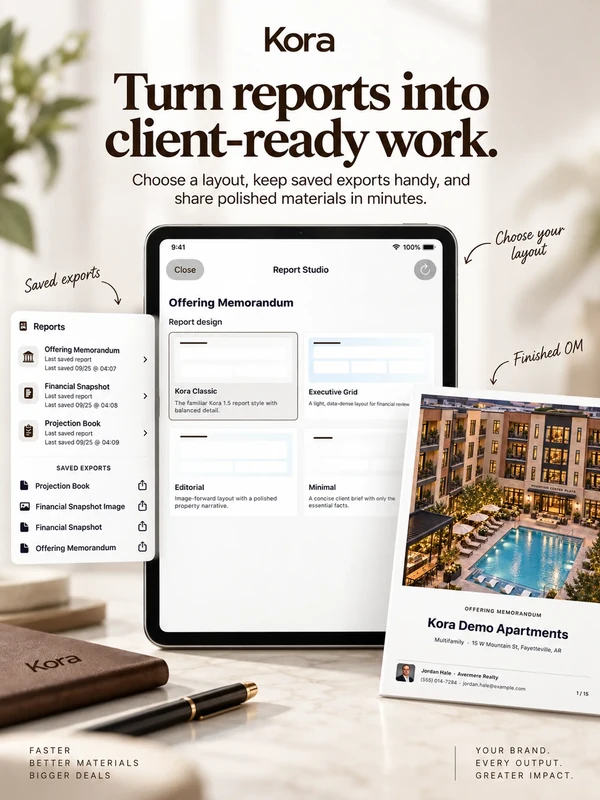 Report preparation, presentation choices, and an example Offering Memorandum. Kora Intelligence.
